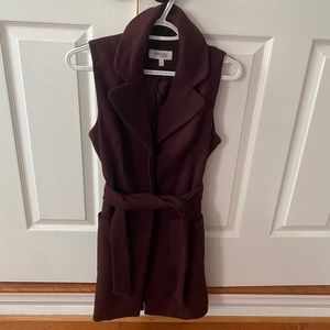 Burgundy sleeveless coat